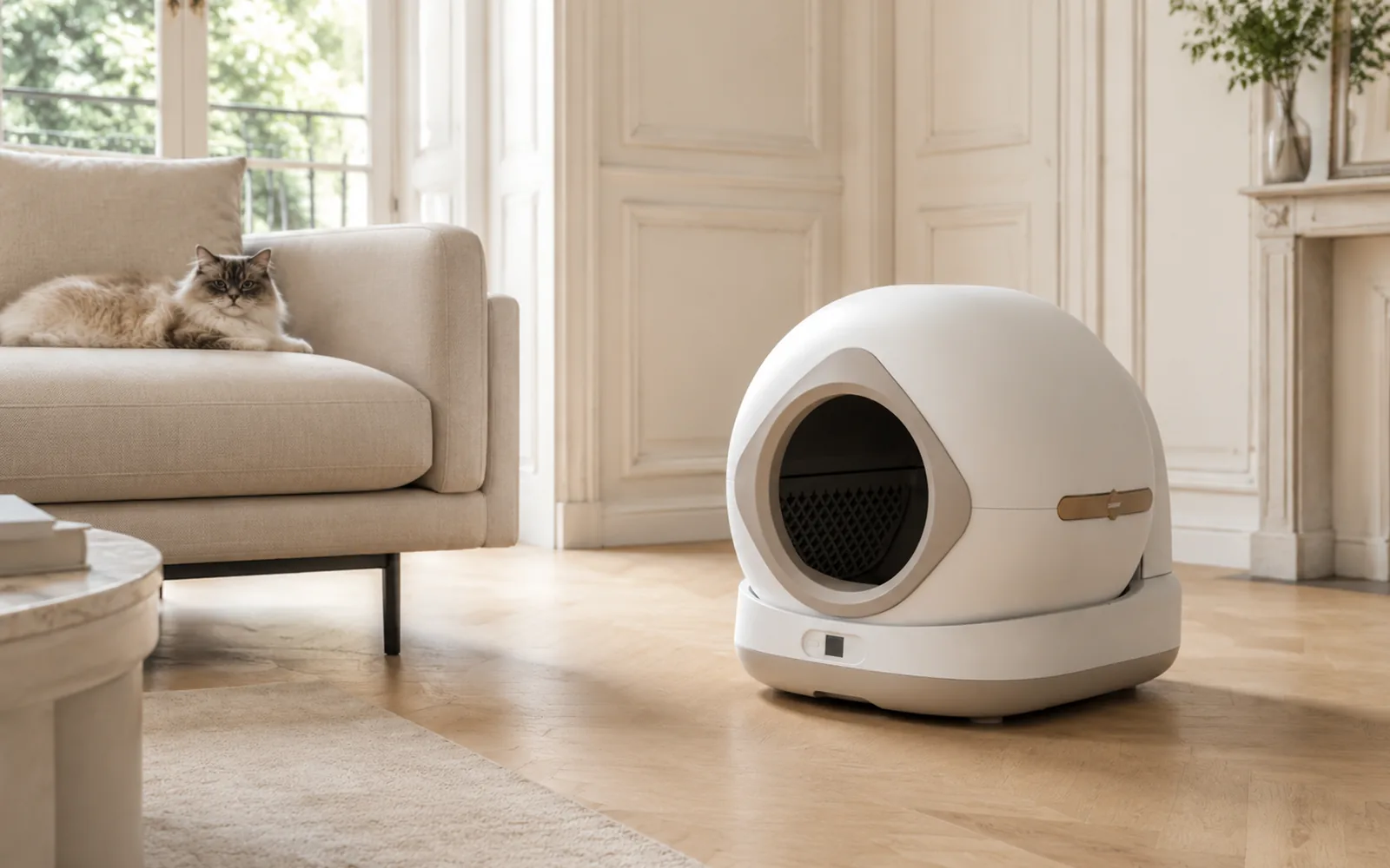 Chat sénior dans un intérieur parisien paisible